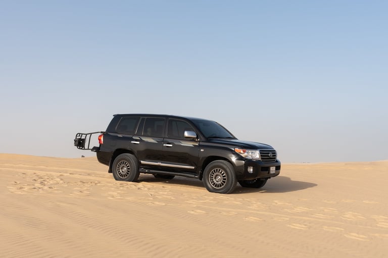 Golden desert dunes at sunset near Dubai - sunset CanAm buggy route